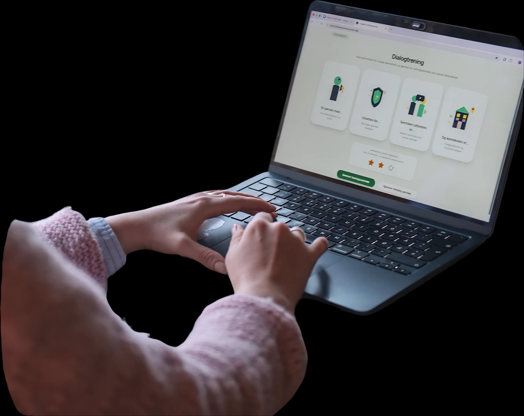 En av Appends utviklere jobber på Casegeneratoren på en laptop
